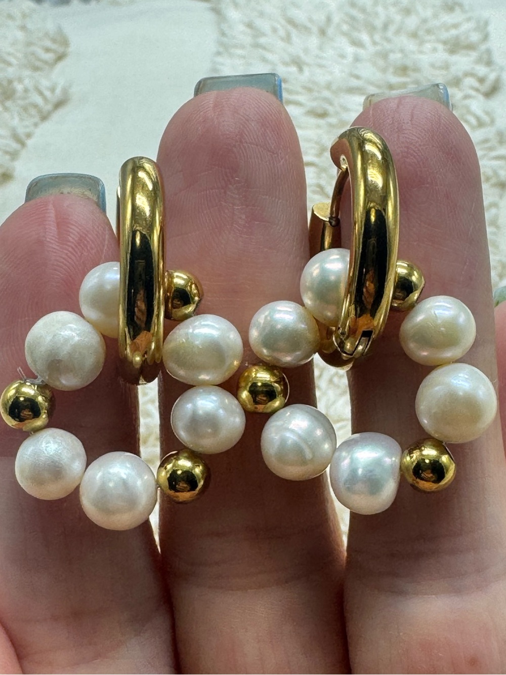 Convertible 14K Gold-Plated Steel Freshwater Pearl Hoop Earrings